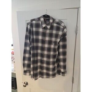 #163 Chaps Mens XL Brown/White Plaid Long Sleeve Button Down Shirt Easy Care